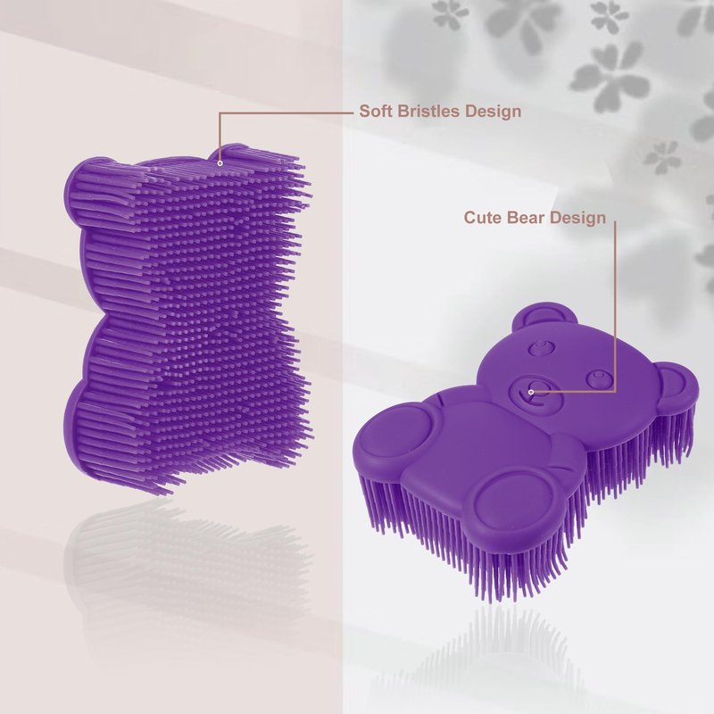 VOCOSTE Soft Silicone Body Scrubber, Sensory Brushes, Silicone Loofah, Pet Shower Brush, Bath Brush, Purple