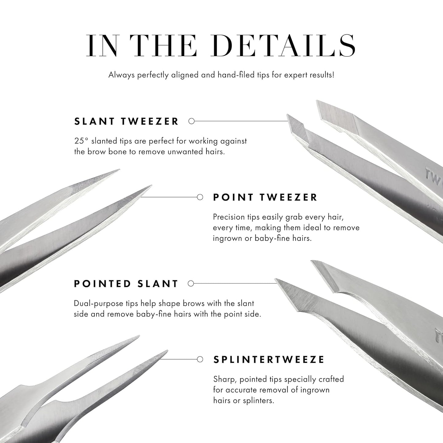 Tweezerman Slant Tweezer - Evening Blue Stainless Steel Hair Removal Tool