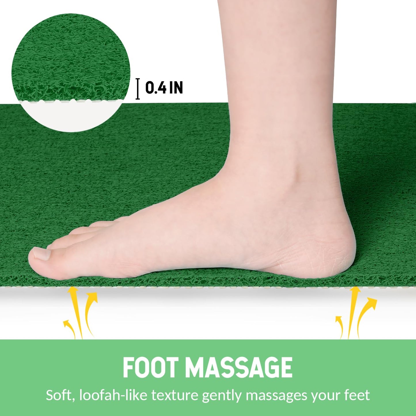 Hargiis Non-Slip Bathtub Mat, Anti Slip Shower Mat, Fast Drying Bathtub Mats, Foot Scrubber Mat, Anti Slip Mat for Tub, Floor, Bathroom, Kitchen, Home, Hotel (Dark Green 32"×17")