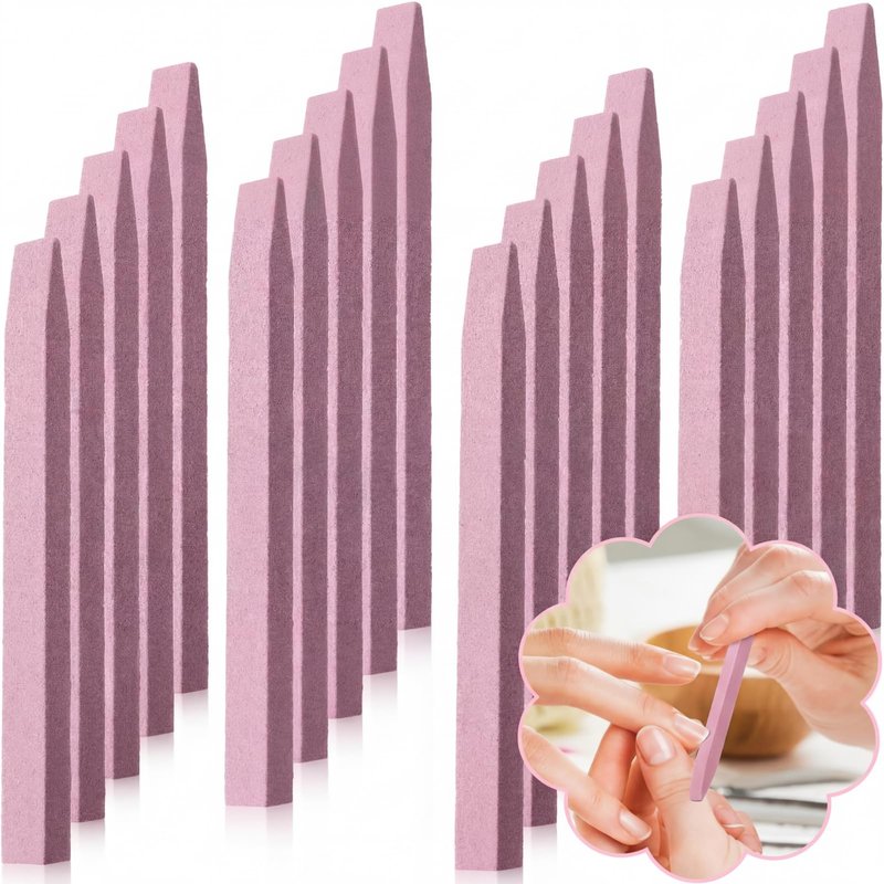 Mudder 20 Pcs Stone Nail File Pumice Stick for Fingernails Pumice Rock Nail Cuticle Pusher Rock File for Home Salon Toenail Buffing Tool (Pink)