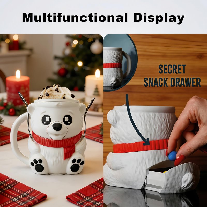 LDJDSDS Ice Cream Pint Holder, Insulated Ice Cream Holder Sleeves for 16 oz Pints with Spoon Slots & Hidden Snack Drawer, Leak Proof Popsicle Cooler Container Cozy, Gifts for Animal Lovers