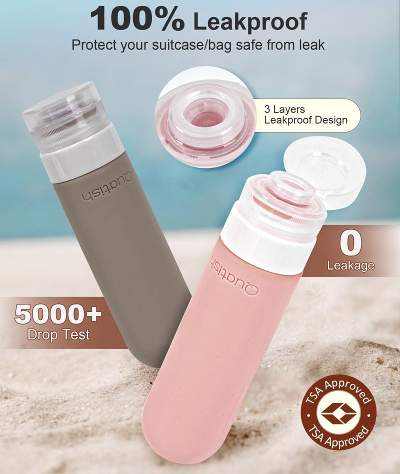 20 Pack Travel Bottles for Toiletries, Original Patented, TSA Approved Travel Size Containers, Leak Proof Silicone Shampoo and Conditioner Bottles Women & Men, Airplane Cruise Essentials, Black