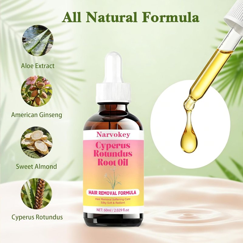 Cyperus Rotundus Hair Removal Oil - Natural Hair Growth Inhibitor & Skin Moisturizer | 60ml