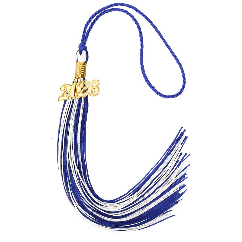 2026 Tassel Graduation, Tassels for Graduation Cap 2026, Blue White Tassel Cap Decorations with Gold Charms Memorial Cords Graduate Hat Ceremonies Accessories for Class of School Grad Souvenir Gifts