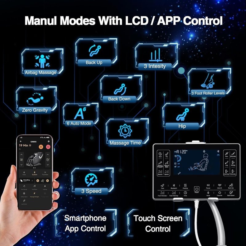 Skiennix Full Body Massage Chair - AI App Control Shiatsu Zero Gravity with Heated Foot Roller & Bluetooth Speaker