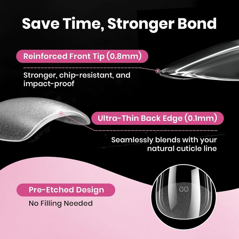Beetles Gel Nail Tips - Short Coffin Shape, 320pcs in 16 Sizes | Pre-Etched Half Matte Acrylic Press-On Nails for Easy DIY Art