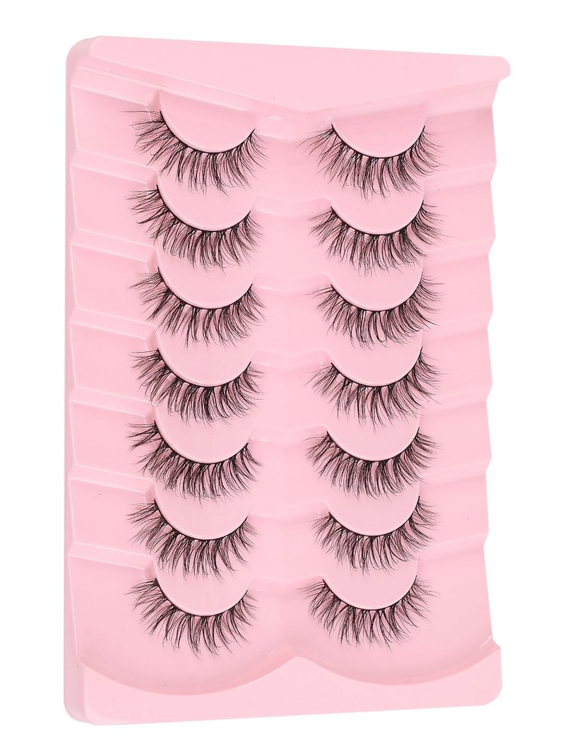 Siligli Fake Eyelashes Natural Lashes Stipes 7 Pair C Curl Lash