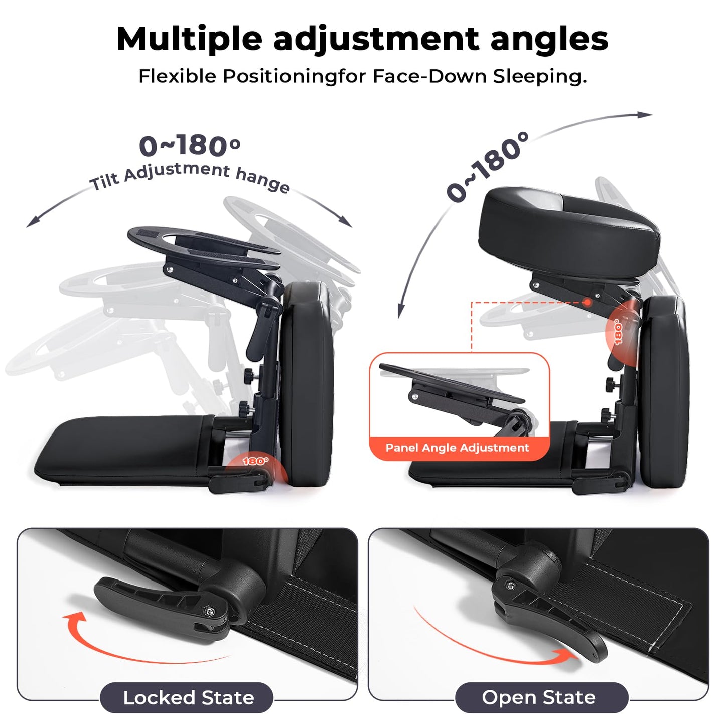 Udefineit 3 in 1 Multifunctional Portable Face Down Cradle Massage Kit for Desktop, Massage Bed & Home Mattress, Deluxe Adjustable Headrest Face Pillow Bracket for Office Sleeping Nap Rest