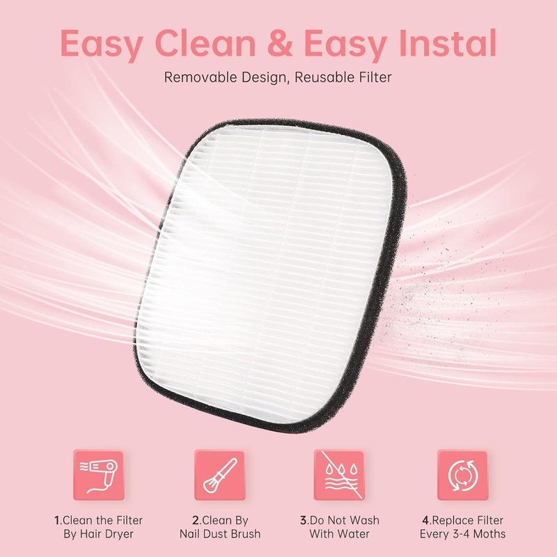 Nail Dust Collector, Cordless Dust Collector Nail Tech, Compact Powerful 6000RPM Nail Vacuum Fan Rechargeable Dust Extractor for Acrylic Gel Polish Manicure Pedicure for Home