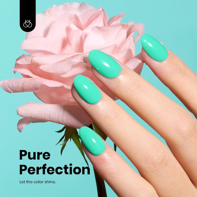Beetles Green Teal Gel Nail Polish - Hema-Free Turquoise Mint Green Soak Off Gel Polish Island Reverie for DIY Manicure Salon 0.5Oz