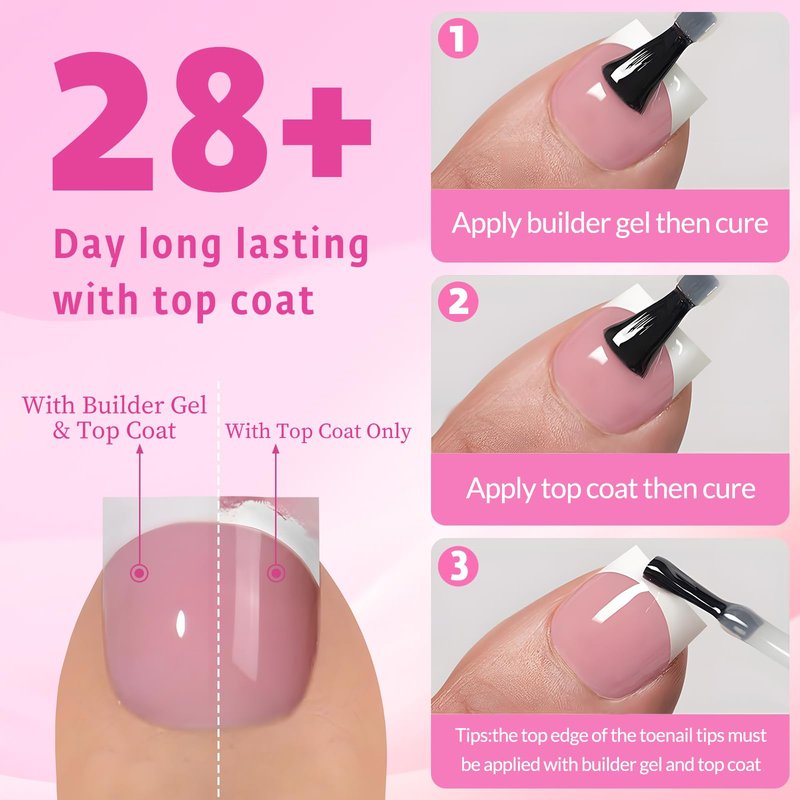AddFavor Toe Nail Press ons - 150pcs Press on Toenails for Women, Pink French Tip Toe Press on Nails Fake Toe Nail Tips Square Fake Toenails in 15 Sizes Acrylic Toenail with Adhesive Tabs