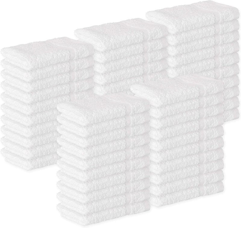 24 Pack Cotton Washcloths Set | Premium 100% Ring Spun Cotton, Highly Absorbent & Soft Fingertip Towels (White)