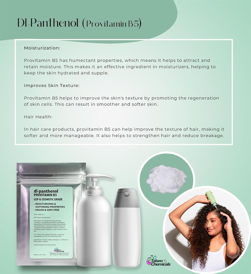 Provitamin B5 Powder | dl-Panthenol for Hair & Skin Moisturizer - 4 Ounce (113 Gram)
