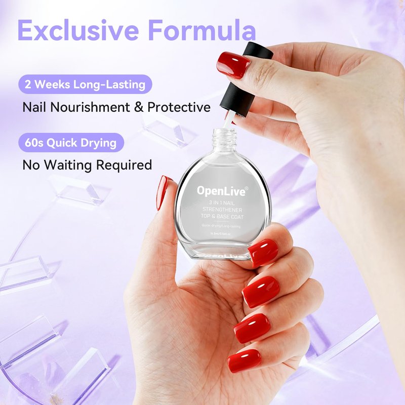 OpenLive Nail Strengthener | Quick-Dry Repair Polish for Damaged Nails - Long-Lasting Shine, 16.5ml