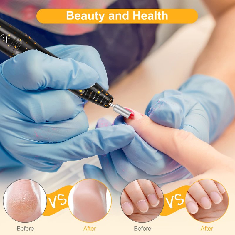 Portable Electric Nail Drill Machine, 20000RMP Nail Drills for Acrylic Nails Professional Manicure Pedicure Set Polishing Shape Tools with Nail Drill Bits,Sanding Bands and Brush(Gold Black)