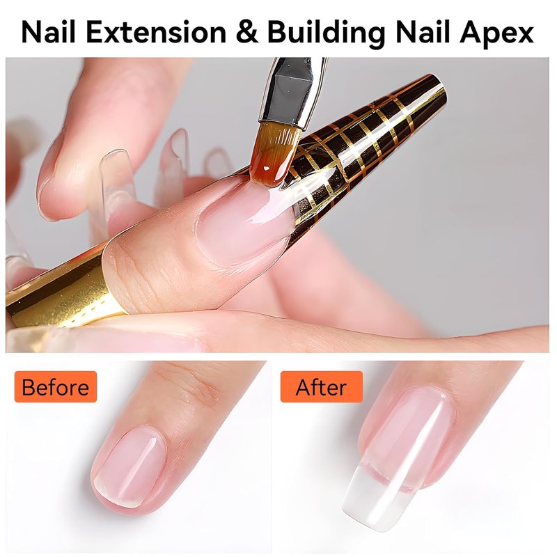 Makartt Clear Gel Builder Kit - Self-Levelling Hard Gels for Nail Strengthening | 1.06 oz, Includes Forms & Brush