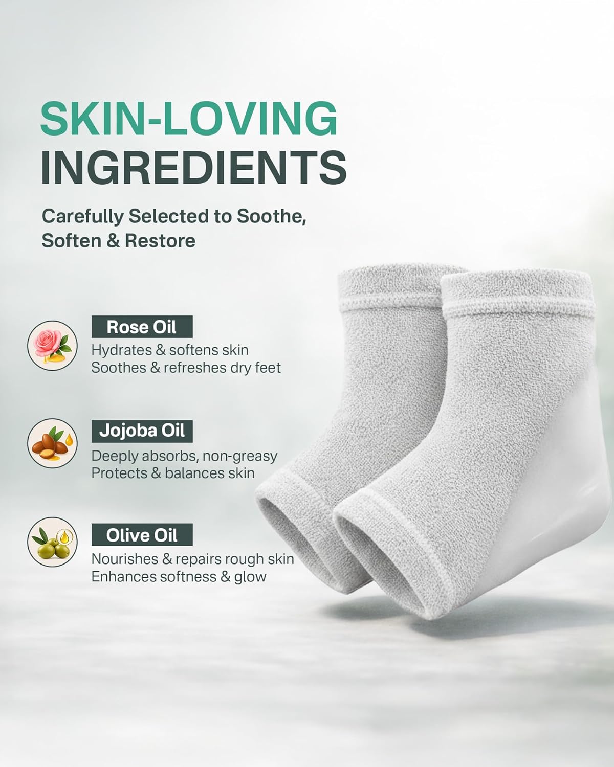 Skiennix Moisturizing Socks for Women - Deeply Hydrating Gel Socks for Dry, Cracked Heels | Size 9-11, Heel Gray