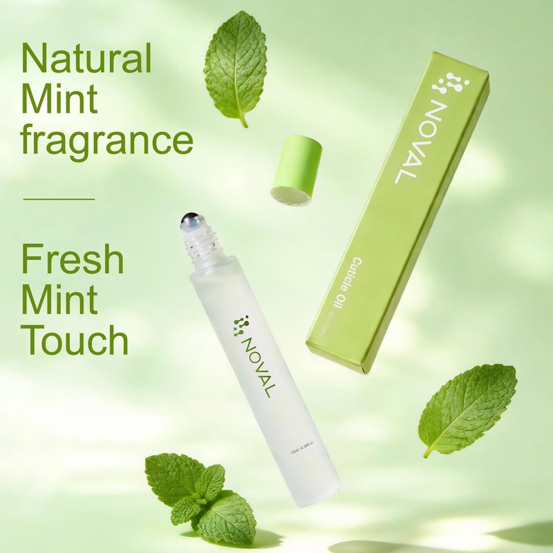 NOVAL Roll on Cuticle Oils with Tea Tree Oil, Easy Rollerball Application, Fresh Mint Scent, Nail Moisture, Natural Ingredients, 0.34 fl.oz