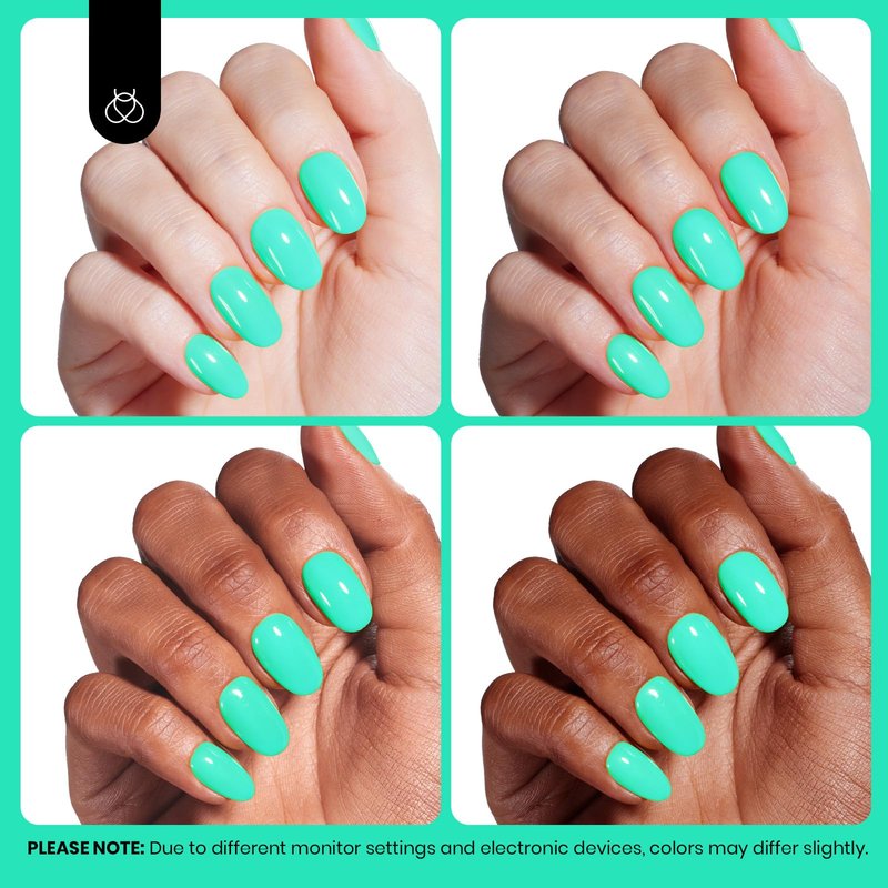 Beetles Green Teal Gel Nail Polish - Hema-Free Turquoise Mint Green Soak Off Gel Polish Island Reverie for DIY Manicure Salon 0.5Oz