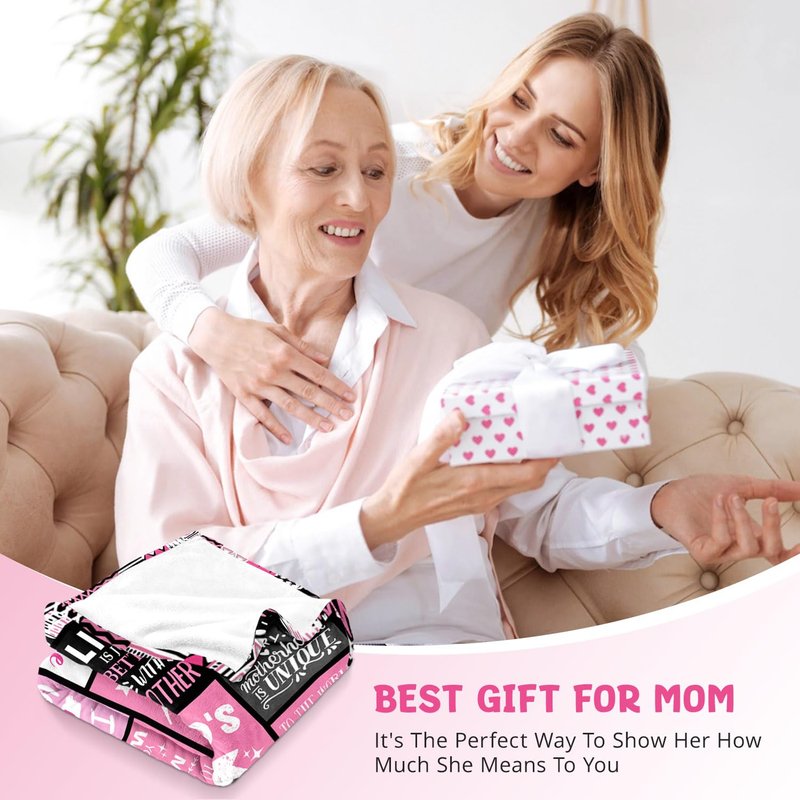PVDSAVE Moms Birthday Gifts from Daughter Son - Blanket Gifts for Mom - World's Best Mom Ever Gifts - Christmas Valentines Day Mothers Day Birthday Present for Moms - Mother Life Blanket 50"x60"