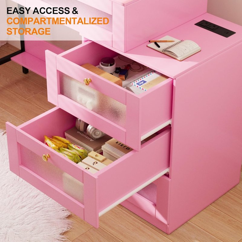 Skiennix Manicure Table - Professional Nail Desk with Storage Drawers | Makeup Vanity for Home Office