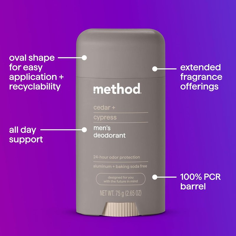 Cedar + Cypress Method Deodorant - 24 Hour Odor Protection, 2.65 oz