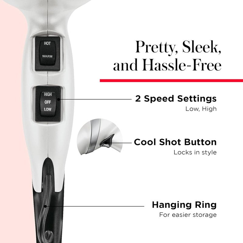 Revlon Infrared Ionic Hair Dryer - Tourmaline Technology for Frizz Control | 1875W, 2 Speed Settings, Diffuser Included