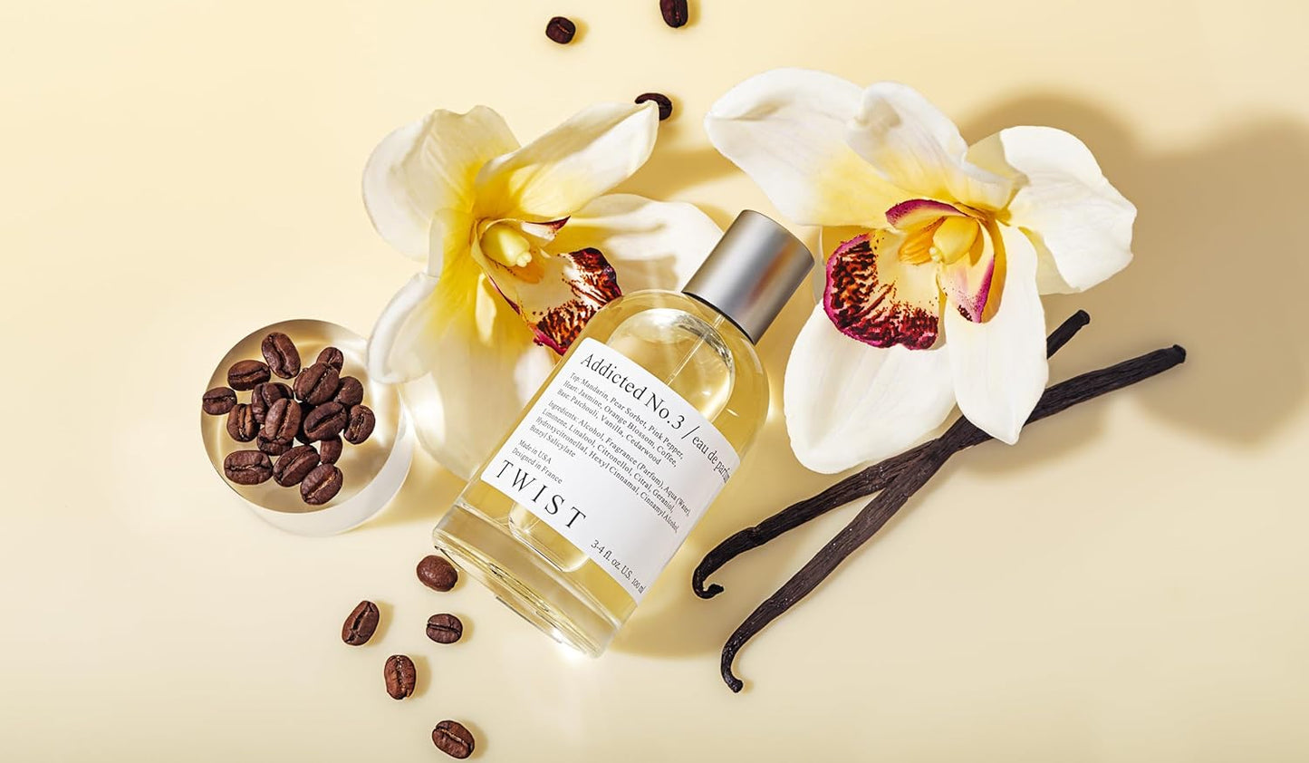 Twist - Addicted No. 3 - Eau De Parfum Inspired by Y. B.lack O.pium Long-Lasting Perfume For Women, Amber & Vanilla, Vegan, Clean Ingredients, Fragrance - Spray 100 ml | 3.4 fl. oz.