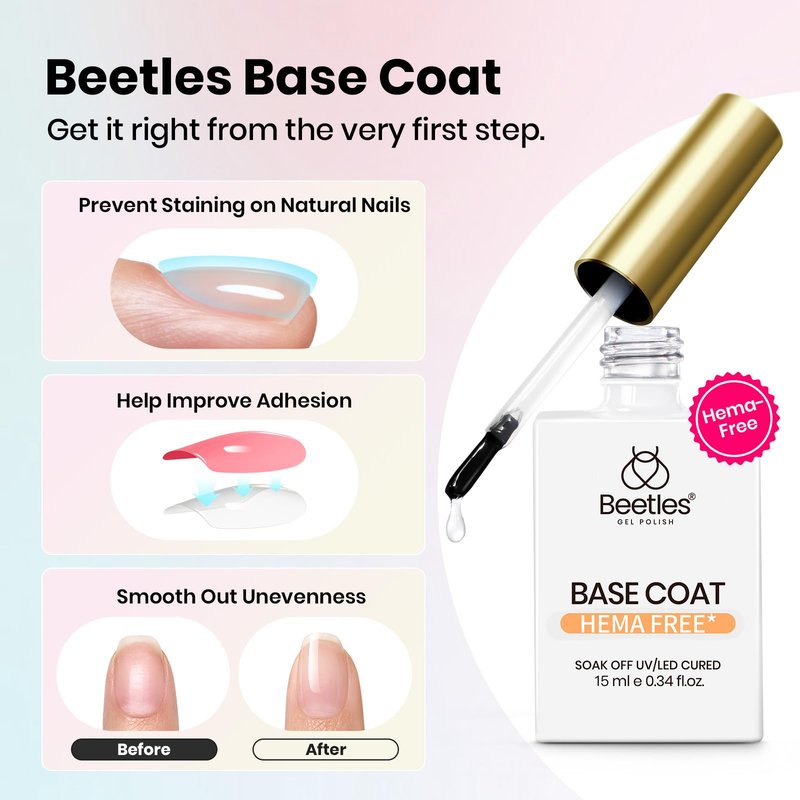 Beetles HEMA Free Gel Polish Set 15ml, White Gel Nail Polish with Gel Base and Top Coat, UV LED Soak Off Gel Polish Kit for Sensitive Nails, DIY French Tip Manicure