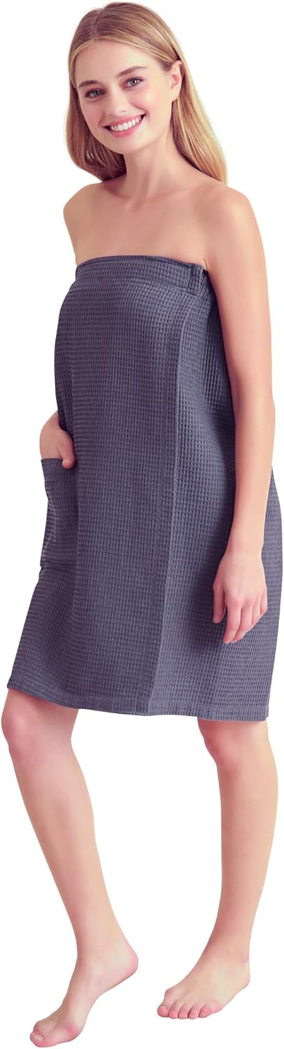 Skiennix Women's Bath Wrap - Comfortable Waffle Weaved Spa Wrap - Adjustable & Quick Dry - Soft & Lightweight