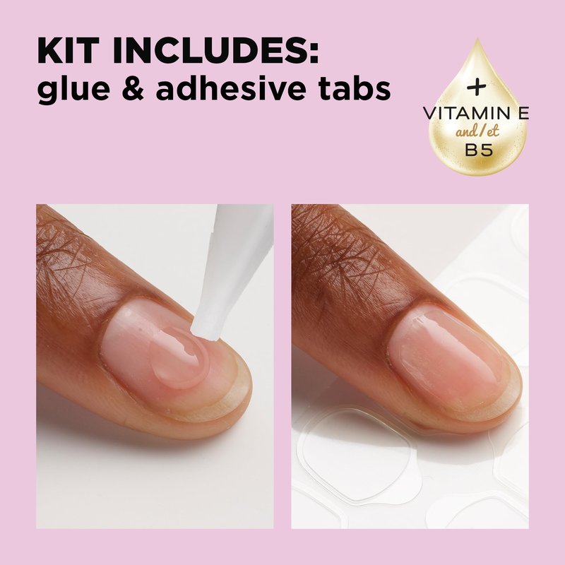 Sally Hansen Salon Effects Perfect Press-On Short'Ease Nails | Square Shape | Easy to Apply, Non-Damaging, Natural Look Vitamin E & B5 | 30 Nails, Nail Glue, Adhesive Tabs, File| Petite French