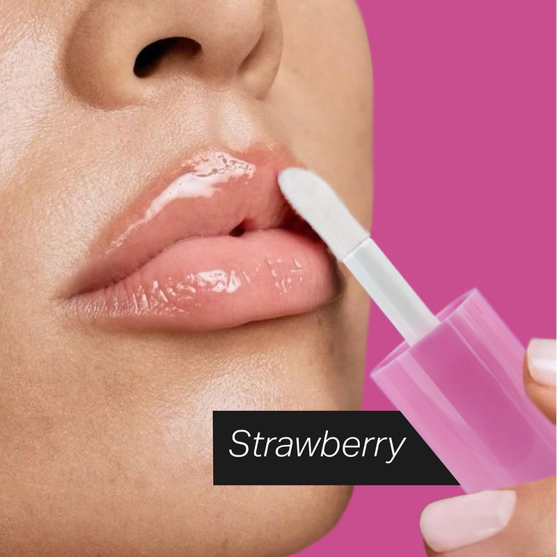 MISS2M Hydrating Clear Lip Gloss with Nourishing, Non-Sticky Jojoba Oil Natural Lip Plumper Gloss: 01 Strawberry, 0.14 Fl Oz