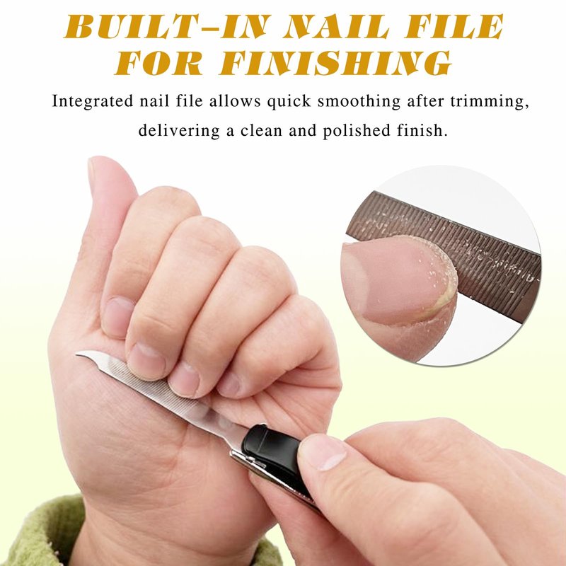Black 2PCS Large Nail Clippers Set – Premium Stainless Steel Curved Blade Fingernail & Toenail Trimmers