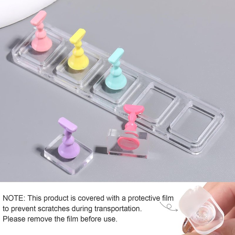 Non-Magnetic Acrylic Nail Stand for Press-Ons, Cat Eye Nail Art Practice & Display Stand, Fake Nail Holder for Painting with Double-Sided Sticky Tape, Manicure Beginner Salon Supplies