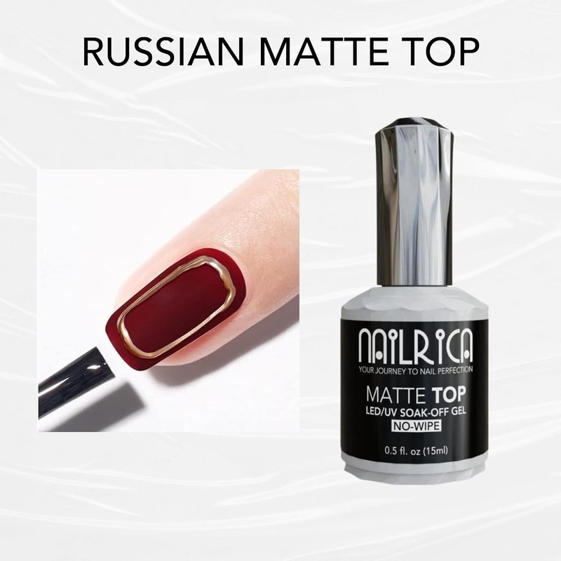 NAIRLCIA Matte Gel Top Coat, 15ML Gel No Wipe Matte Top Coat Soak Off Nail Lamp Gel Nail Polish Matte Finish Long Lasting for Proffesional & Home Nail DIY Manicure