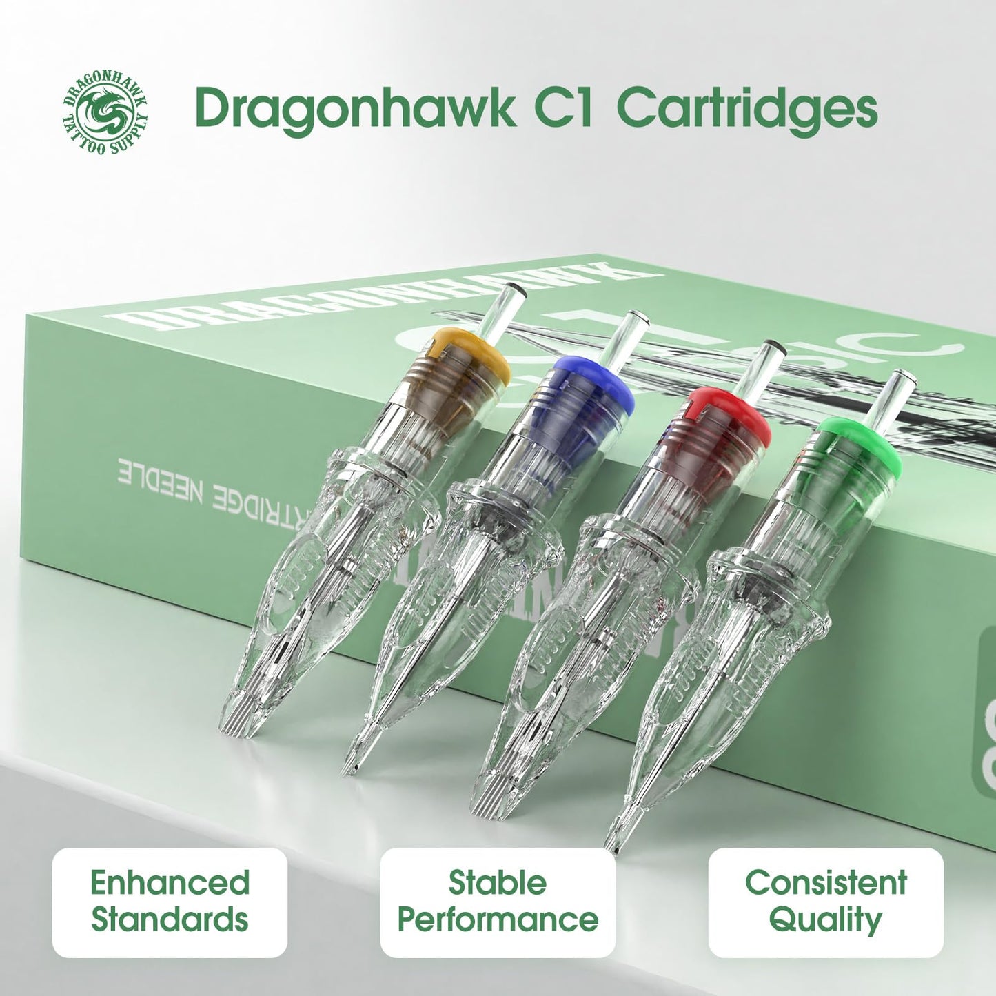 Dragonhawk Extreme Tattoo Needles - 20PCS Disposable 1207RM Round Magnum Cartridges Needles for Soft Blending High-Carbon Steel Tattoo Artist