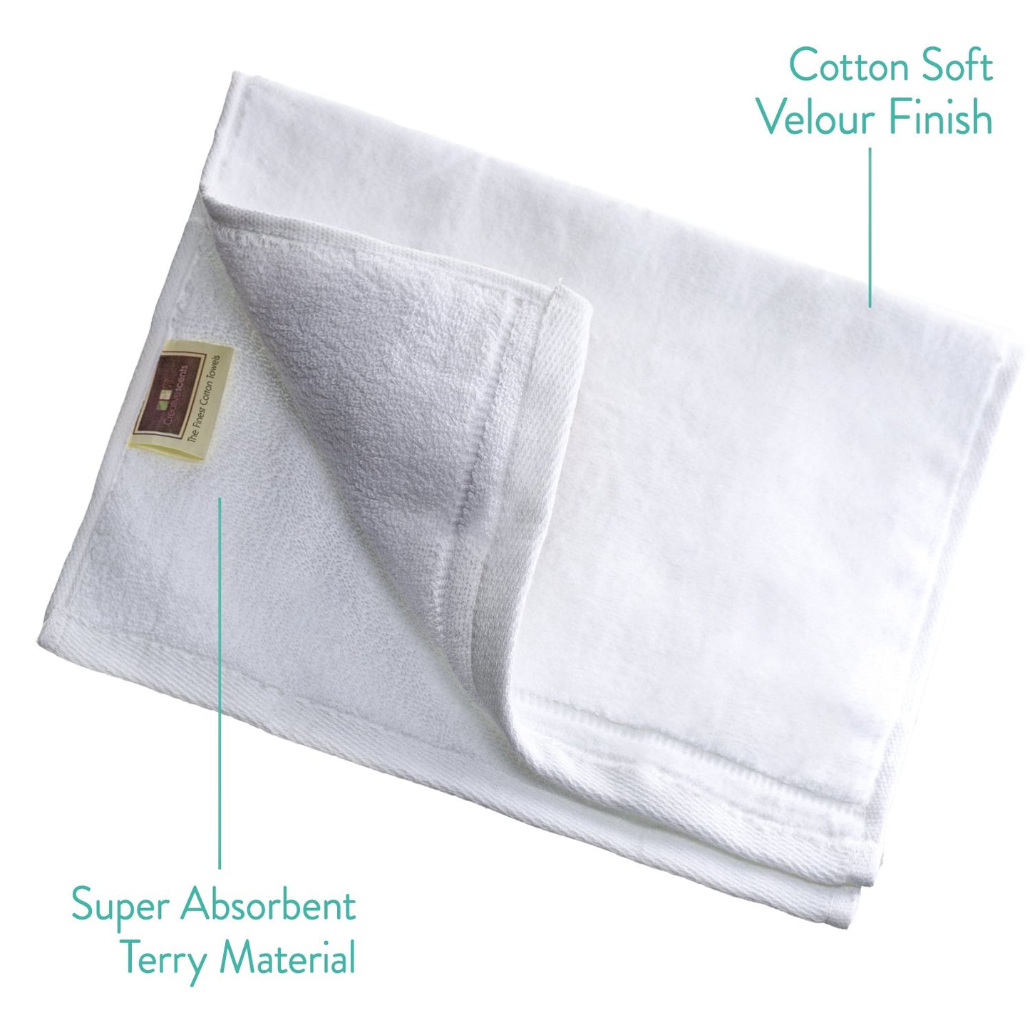 Creative Scents 100% Cotton Velour Fingertip Towels - 4 Pack 11 by 18 Inch – Decorative, Extra Absorbent and Soft Face Towel, Ideal for Bathroom and Powder Room (White)