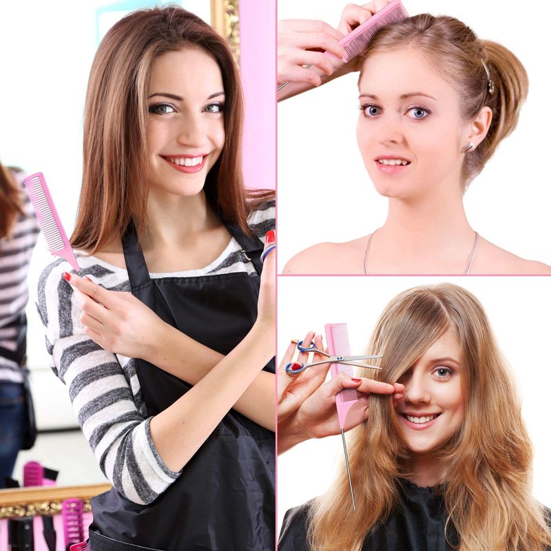 10Pcs Rat Tail Combs Hair Clips Set 4Pcs Combs for hair stylist Teasing Comb Parting Comb and 6Pcs Alligator Hair Clips Hair Styling Braiding Comb for Women Girls