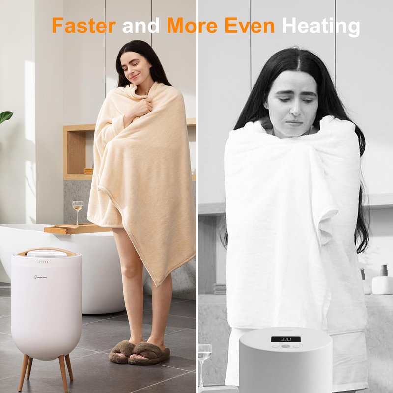GAMOHOME Towel Warmer Luxury Heated Bucket – Bluetooth Speaker, Ambient Light & Auto Shut Off – Fits Two 40"x70" Towels, Bathrobes, Blankets – Great Gift Idea