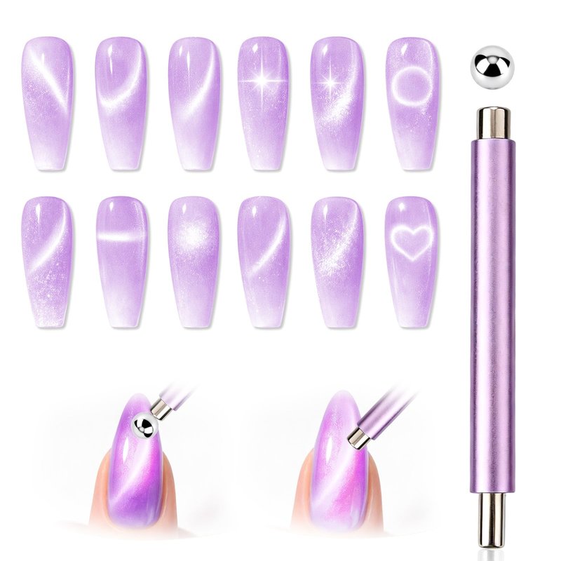 Cat Eye Magnet Nail Art Tool, Durable 3 in 1 Cat Eye Gel Polish Nail Art Magnet with Y-Type Accessories Multifunctional Magnetic Cateye Heart Manicure Tool Suitable for DIY Crafts Home Salon Studio