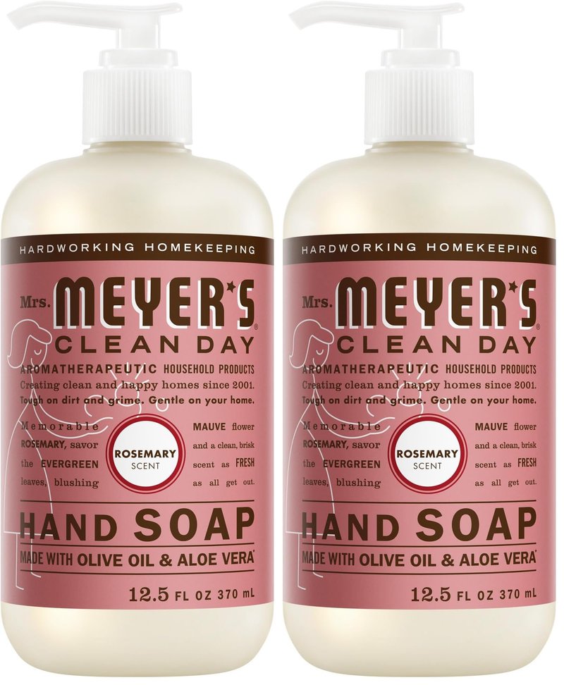 MRS. MEYER’S CLEANDAY Hand Soap, Made with Essential Oils, Biodegradable Formula, Rosemary, 12.5 fl. oz (Pack of 2)