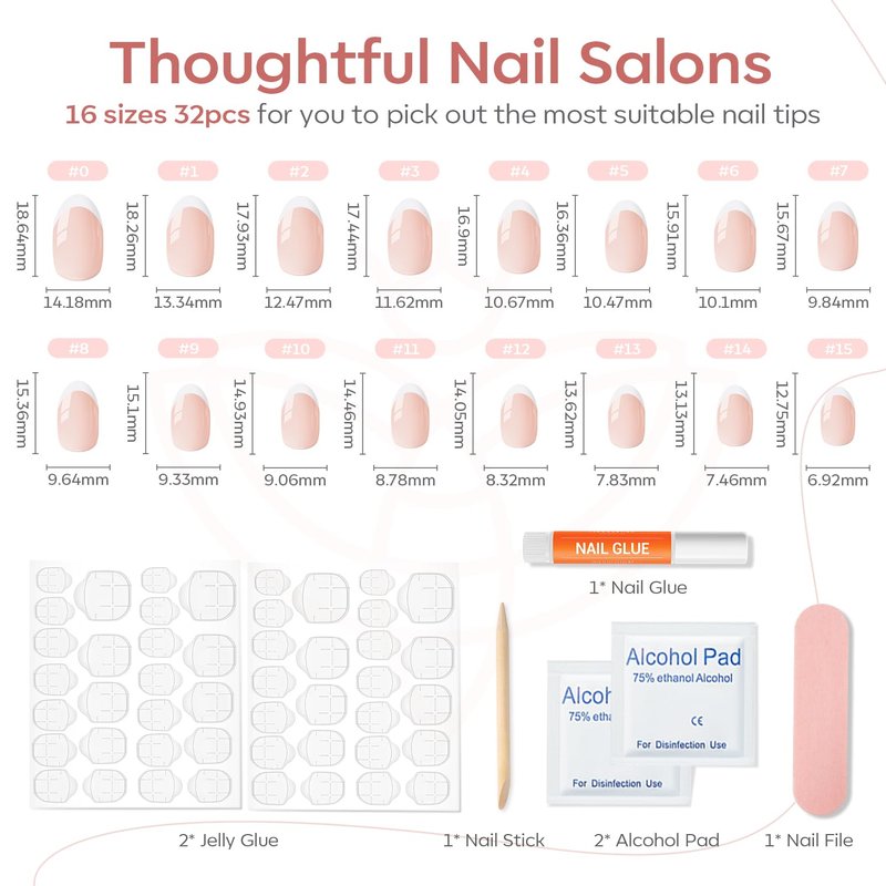 Modelones French Tip Press-On Nails - Complete Cuticle Remover Kit for Perfect Manicure