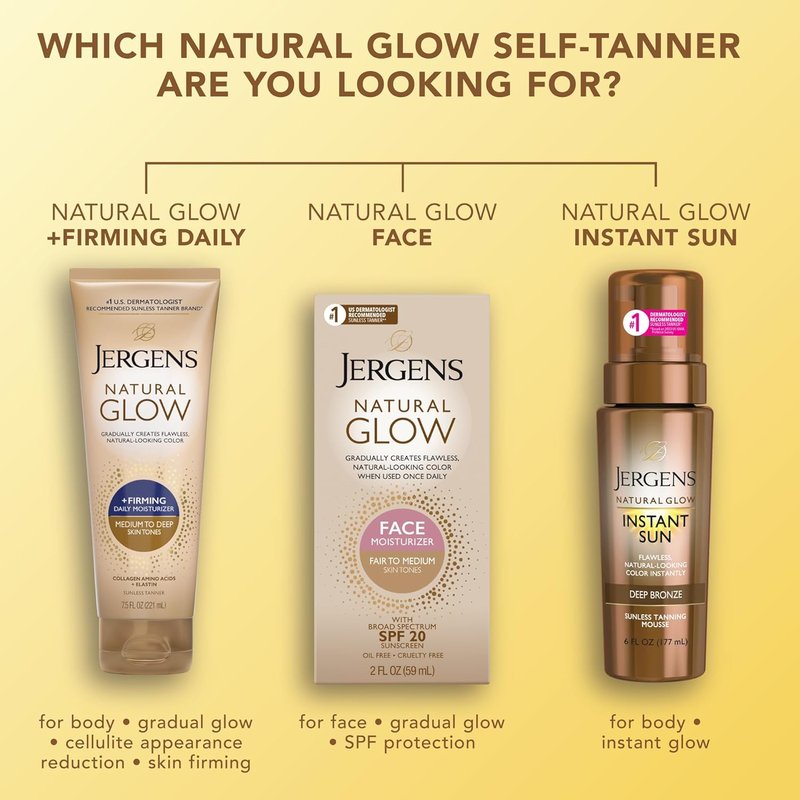 Jergens Natural Glow Daily Moisturizer - Firming Formula for Medium to Tan Skin Tones | 7.5oz (Pack of 5)