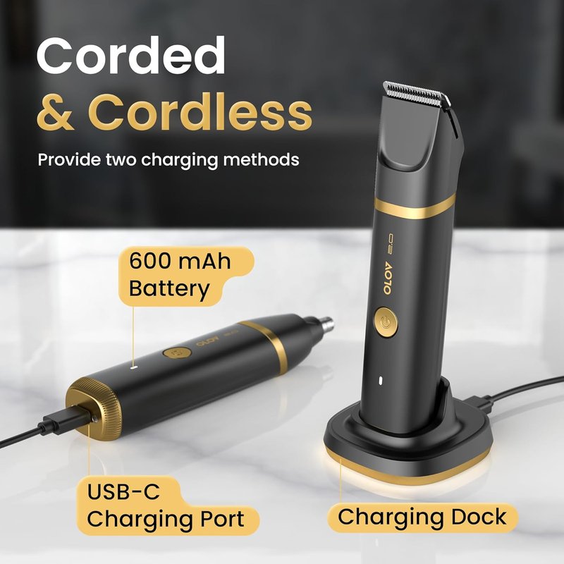 Skiennix Groin & Body Hair Trimmer for Men - Waterproof Electric Shaver with LED Light & USB-C Dock