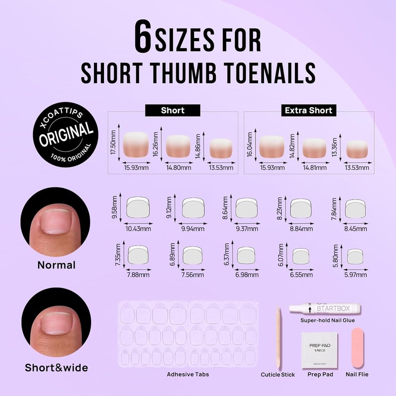 Press On Nails Set - Lightweight & Perfect Fit Press-On Toenails and Fingernails Kit | Stylish Nail Art