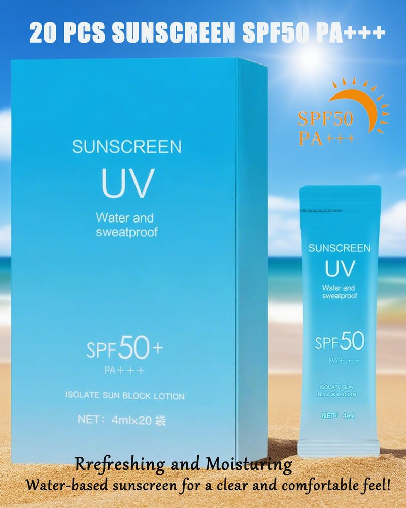 20 Pack Sunscreen SPF50+PA+++ (4ml Each),Moisturizing Travel Size Sunscreen Bulk Christmas Gift Lightweight &Portable,Face&Body Waterproof Mini Suncreens Lotion Women Travel Outdoor Daily Use-A