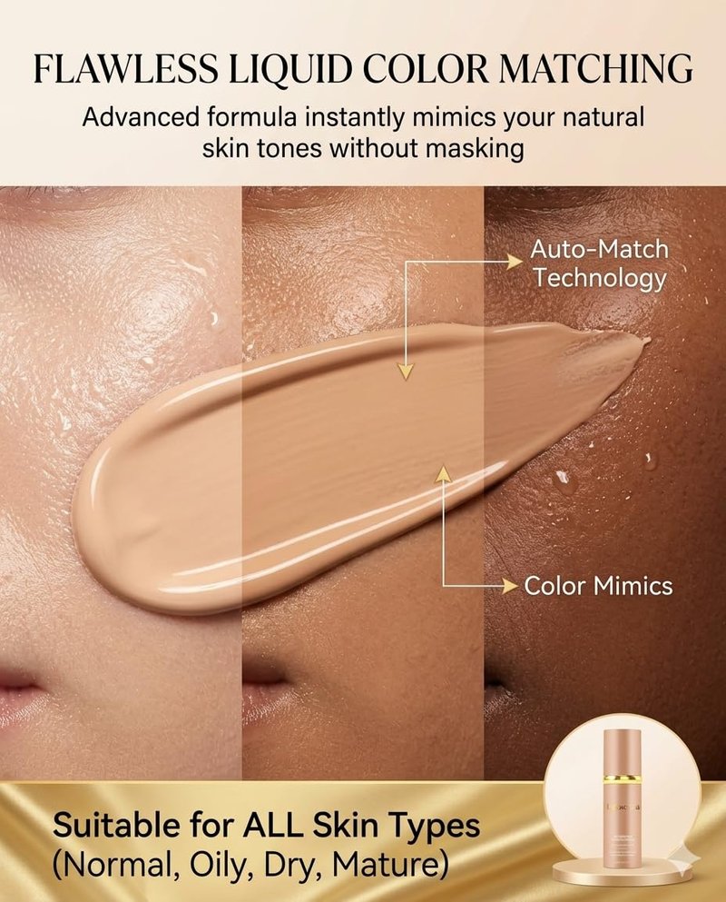 Official Legacera Foundation for Mature Skin, 4-in-1 Foundation - Longwear Match, Hydrating Full Coverage, Long-Lasting & Waterproof, for all Skin Types