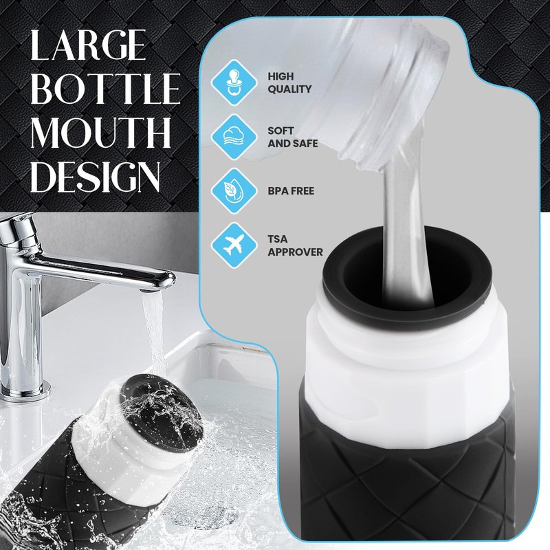 Silevoler Travel Bottles for Toiletries, TSA Approved Silicone Travel Size Containers for Toiletries, BPA Free Leak Proof Refillable Essentials Accessories, Shampoo and Conditioner Bottles (Gray)