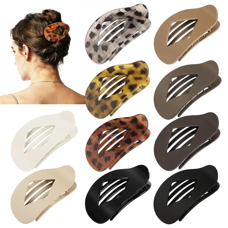 Flat Hair Clips for Women - 10 PCS Large Matte & Tortoise Claw Clips | 4.2 Inch Strong Hold for Thick/Thin Hair
