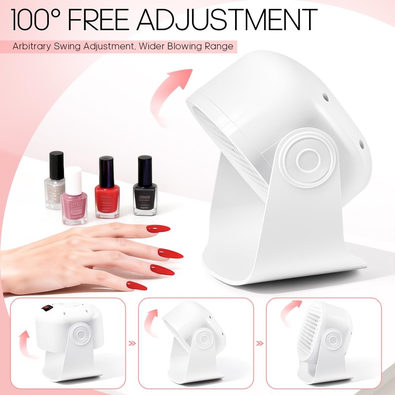 Nail Fan Dryer for Regular Nail Polish,LXIANGN Rotating Regular Polish Nail Dryer Fan with Hot and Cool Air,Professional Air Nail Dryer for Manicure Salon and Daily Home Use (White)